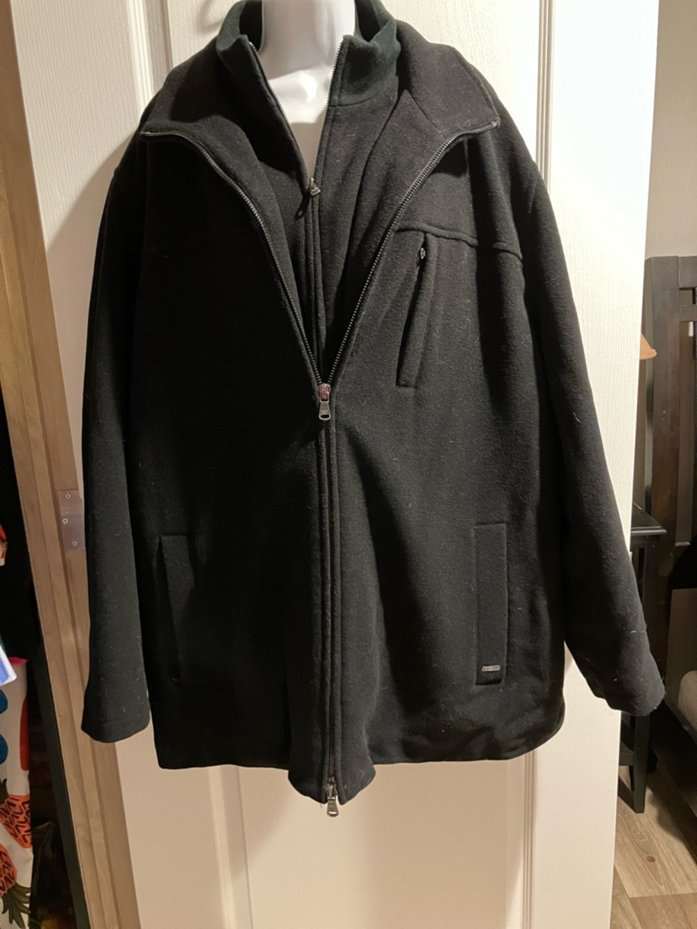 Calvin Klein Black wool  Jacket with Branded Plaque